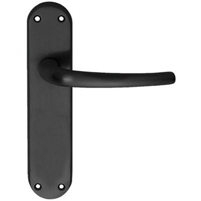  - Pair Slim Round Bar Handle On Shaped Latch Backplate 185 X 40mm Matt Black