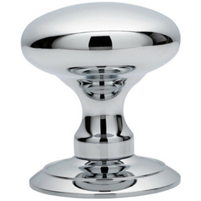  - Pair Large Rounded Mortice Door Knob 65mm Diameter Polished Chrome
