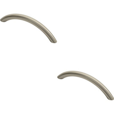 Loops 2X Curved Bow Cabinet Pull Handle 119 X 10mm 96mm Fixing Centres Satin Nickel from B&Q