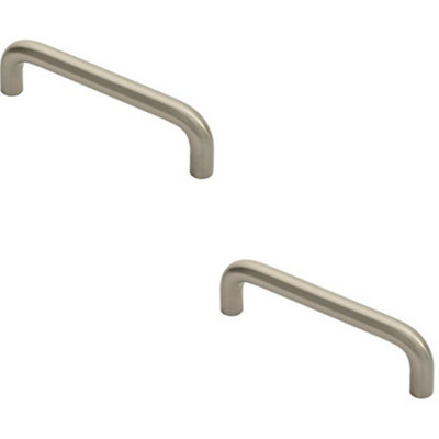 Loops 2X Round D Bar Cabinet Pull Handle 106 X 10mm 96mm Fixing Centres Satin Nickel from B&Q