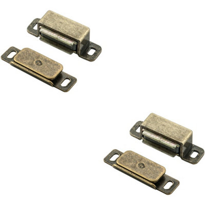 2X Magnetic Cupboard Door Catch 37mm Fixing Centres 6Kg Pull Florentine Bronze from B&Q