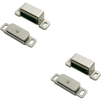 2X Magnetic Cupboard Door Catch 37mm Fixing Centres 6Kg Pull Nickel Plated from B&Q