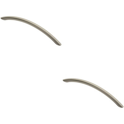 Loops 2X Curved Bow Cabinet Pull Handle 190 X 10mm 160mm Fixing Centres Satin Nickel from B&Q