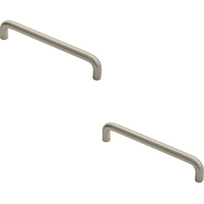 Loops 2X Round D Bar Cabinet Pull Handle 138 X 10mm 128mm Fixing Centres Satin Nickel from B&Q