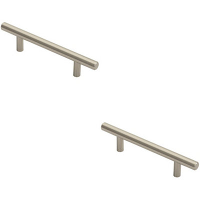 Loops 2X Round T Bar Cabinet Pull Handle 156 X 12mm 96mm Fixing Centres Satin Nickel from B&Q