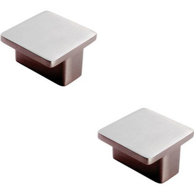 B&Q -  2X Square T Shape Cupboard Door Knob 38 X 38mm Satin Nickel Cabinet Handle