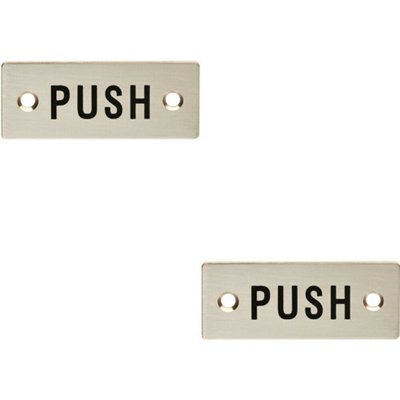  - 2X Rectangular Door Push Sign 75 X 30mm Satin Stainless Steel Door Plate