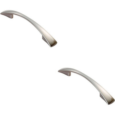 Loops 2X Tapered Pull Handle 138 X 16mm 96mm Fixing Centres Satin Nickel Curved Bow from B&Q