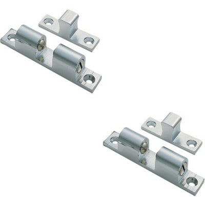 2X Double Ball Roller Cupboard Catch 43 X 8Mm 34.5Mm Fixing Centres Satin Chrome 5056492586077 - Image 3