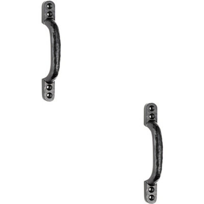 B&Q -  2X Forged Iron Hotbed Pull Handle 132 X 16mm Black Antique Door Handle