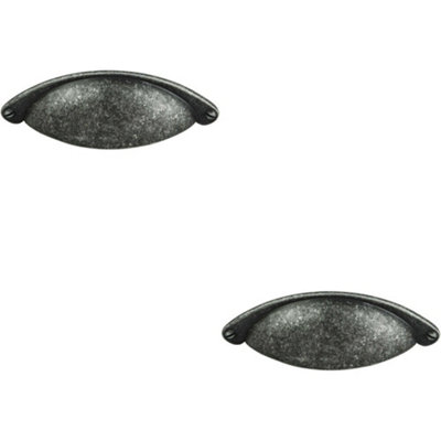 B&Q -  2X Traditional Cup Pull Handle 104 X 26mm 64mm Fixing Centres Pewter