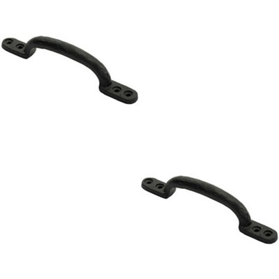 B&Q -  2X Forged Iron Hotbed Pull Handle 152 X 18mm Black Antique Door Handle