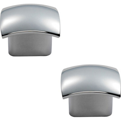B&Q -  2X Convex Face Cupboard Door Knob 33 X 30.5mm Polished Chrome Cabinet Handle