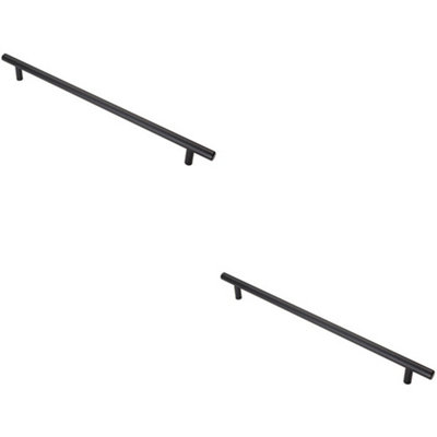 B&Q -  2X T Bar Cupboard Pull Handle 348 X 12mm 288mm Fixing Centres Matt Black