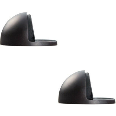 2X Floor Mounted Oval Doorstop 44 X 22mm Matt Bronze Half Moon Stopper from B&Q