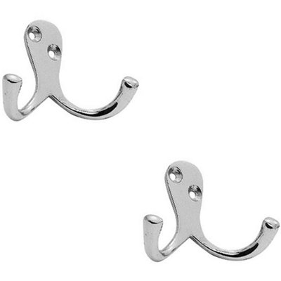  - 2X Victorian One Piece Double Bathroom Robe Hook 26mm Projection Polished Chrome