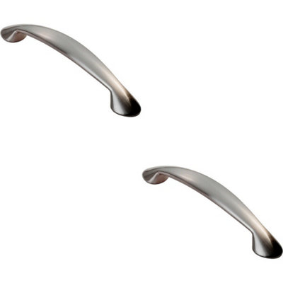 Loops 2X Flared Cabinet Pull Handle 165.5 X 23mm 128mm Fixing Centres Satin Nickel from B&Q