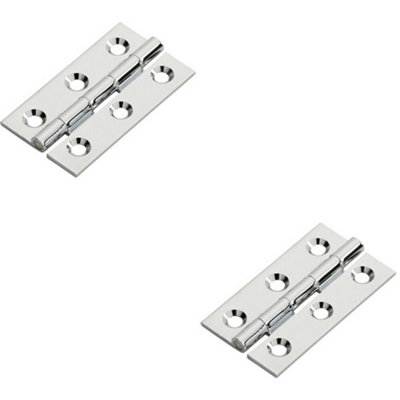 2X Pair 50 X 28 X 1.5mm Cabinet Hinge Polished Chrome Small Cupboard Door from B&Q