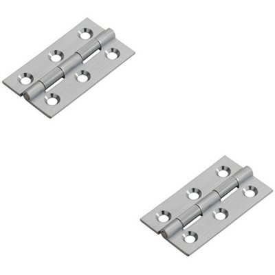 2X Pair 50 X 28 X 1.5mm Cabinet Hinge Satin Chrome Small Cupboard Door from B&Q