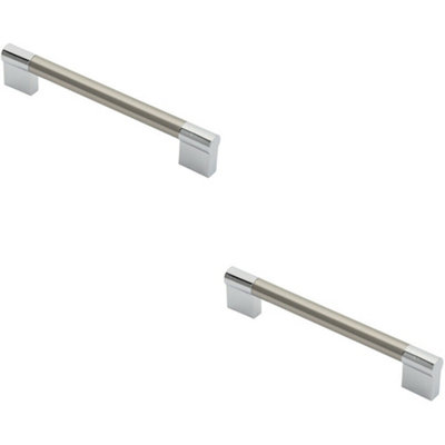 B&Q -  2X Keyhole Bar Pull Handle 172 X 14mm 160mm Fixing Centres Satin Nickel & Chrome