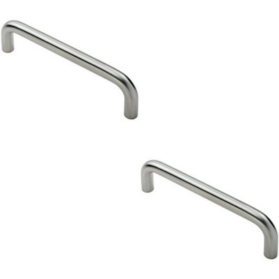 Loops 2X Round D Bar Pull Handle 244 19mm 225mm Fixing Centres Satin Steel from B&Q