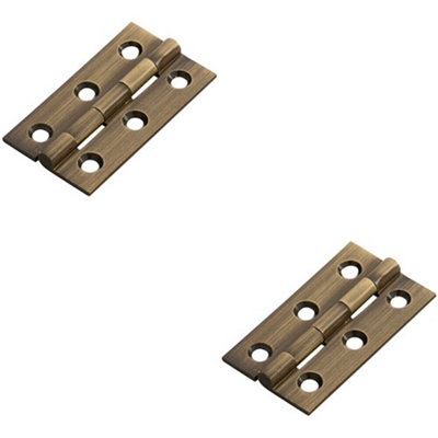 2X Pair 50 X 28 X 1.5mm Cabinet Hinge Antique Brass Small Cupboard Door from B&Q