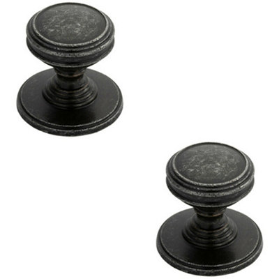 Loops 2X Ringed Tiered Cupboard Door Knob 25mm Diameter Pewter Cabinet Handle from B&Q