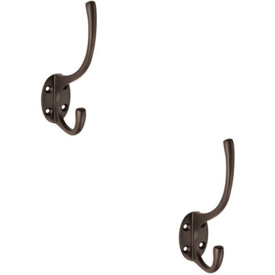 2X Victorian Hat & Coat Hook On Oval Backplate 64mm Projection Matt Bronze from B&Q