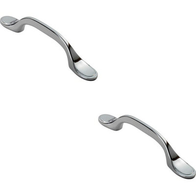 B&Q -  2X 128mm Shaker Style Cabinet Pull Handle 76mm Fixing Centres Polished Chrome