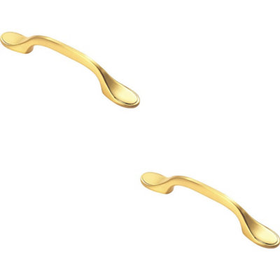 B&Q -  2X 128mm Shaker Style Cabinet Pull Handle 76mm Fixing Centres Satin Brass
