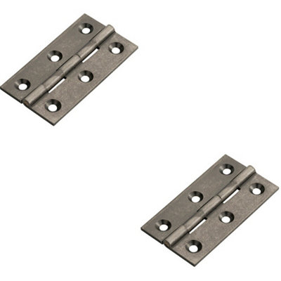 2X Pair 64 X 35 X 2mm Cabinet Hinge Pewter Metal Small Cupboard Door from B&Q