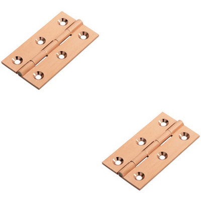 2X Pair 64 X 35 X 2mm Cabinet Hinge Modern Satin Copper Cupboard Door from B&Q