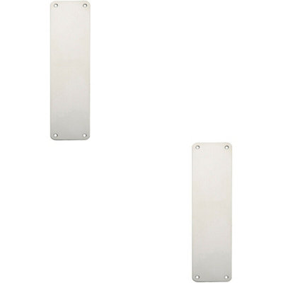 B&Q 2X Plain Door Finger Plate 300 X 75Mm Bright Stainless Steel Push Plate