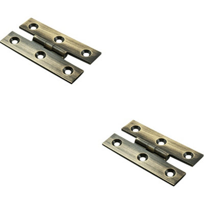 2X Pair 63 X 38 X 2mm H Pattern Cabinet Hinge Antique Brass Cupboard Door from B&Q