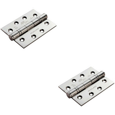  - 2X Pair 102 X 76 X 3mm 13 Ball Bearing Hinge Stainless Steel Interior Door