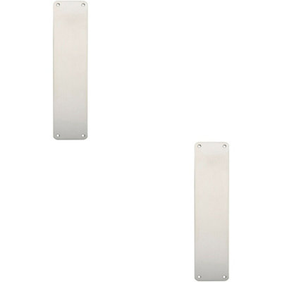  - 2X Plain Door Finger Plate 350 X 75mm Bright Stainless Steel Push Plate
