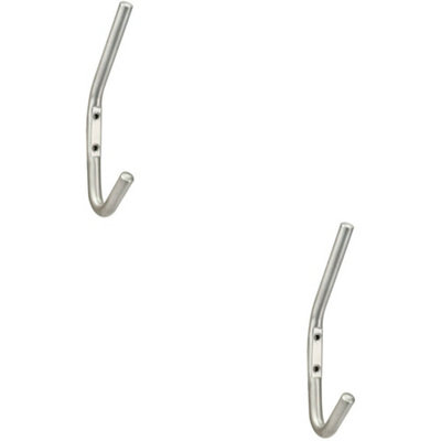 2X Slimline One Piece Hat & Coat Hook 59mm Projection Satin Stainless Steel from B&Q
