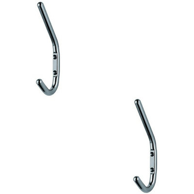 B&Q 2X Slimline One Piece Hat & Coat Hook 59Mm Projection Bright Stainless Steel