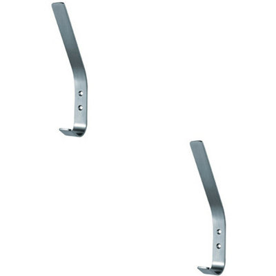 2X Flat Bar One Piece Hat & Coat Hook 60mm Projecion Satin Stainless Steel from B&Q