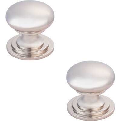 Loops 2X Victorian Round Cupboard Door Knob 38Mm Dia Polished Nickel Cabinet Handle