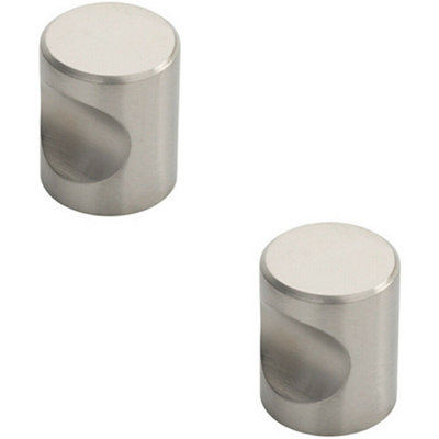 B&Q -  2X Cylindrical Cupboard Door Knob 25mm Diameter Stainless Steel Cabinet Handle