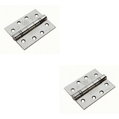 B&Q 2X Pair 102 X 76 X 3Mm Ball Bearing Hinge Square Stainless Steel Interior Door
