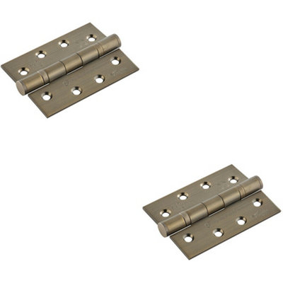  - 2X Pair 102 X 76 X 3mm 13 Ball Bearing Hinge Antique Brass Interior Door