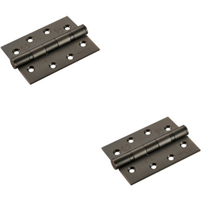 B&Q 2X Pair 102 X 76 X 3Mm 13 Ball Bearing Hinge Matt Interior Door Bronze