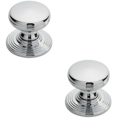 Loops 2X Smooth Ringed Cupboard Door Knob 28mm Dia Polished Chrome Cabinet Handle from B&Q