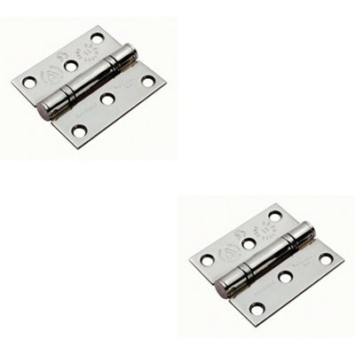  - 2X Pair 76 X 67 X 2.5mm Ball Bearing Hinge Bright Stainless Steel Interior Door