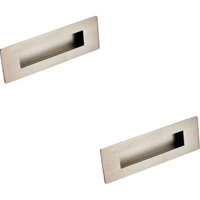 Loops 2X Recessed Sliding Door Flush Pull Handle 180 X 60mm Satin Stainless Steel from B&Q