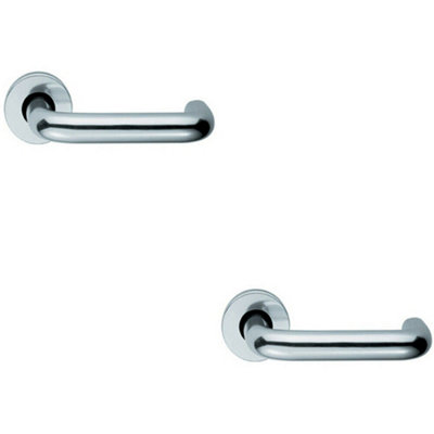 2X Pair 19mm Round Bar Safety Lever Concealed Fix Round Rose Polished Aluminium from B&Q