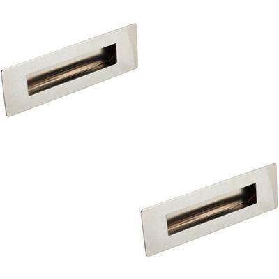 Loops 2X Recessed Sliding Door Flush Pull Handle 180 X 60mm Bright Stainless Steel from B&Q