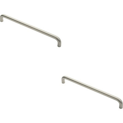 Loops 2X Round D Bar Pull Handle 22mm Dia 450mm Fixing Centres Satin Stainless Steel